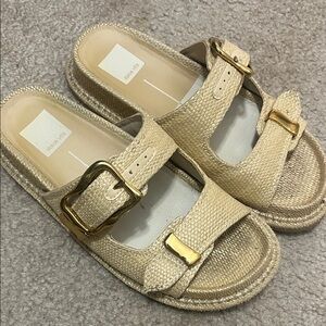 Dolce Vita Tan Sandals with Gold Buckles